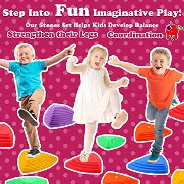 Gentle Monster Stepping Stones for Kids, Set of 6 Pcs for Balance with Non-Slip Bottom - Exercise Coordination and Stability, Perfect Indoor and Outdoor Play Equipment for Kids, Unique Birthday Gift…