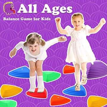 Gentle Monster Stepping Stones for Kids, Set of 6 Pcs for Balance with Non-Slip Bottom - Exercise Coordination and Stability, Perfect Indoor and Outdoor Play Equipment for Kids, Unique Birthday Gift…