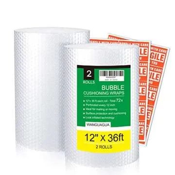 WANGUAGUA 12x72 Bubble Wrap Cushions for Fragile Items