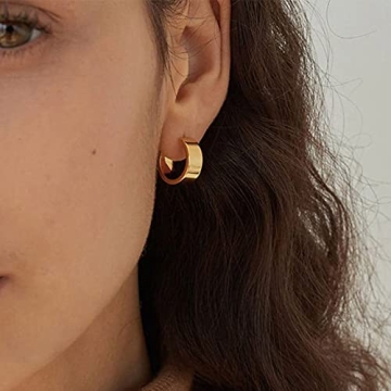 Gold Small Hoop Earrings for Women Lightweight 14K Huggie Set