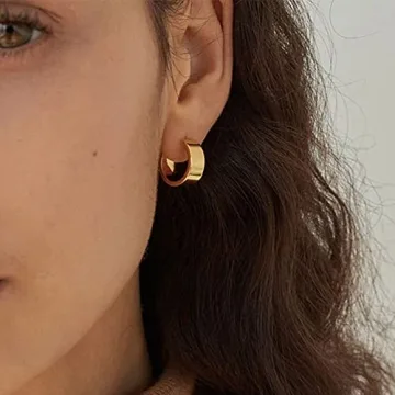 Gold Small Hoop Earrings for Women Lightweight 14K Huggie Set