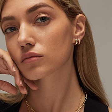 Gold Small Hoop Earrings for Women Lightweight 14K Huggie Set