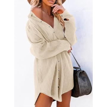 Dokotoo Women's Oversized Corduroy Tunic Dress 2024