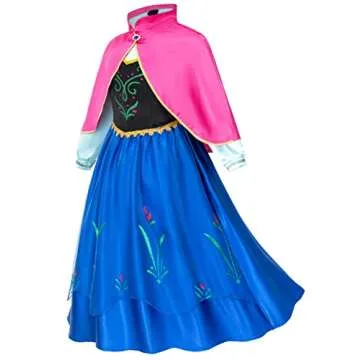 Party Chili Princess Costumes Birthday Party Dress Up for Little Girls/Long Sleeve with Cape,Wig,Crown,Gloves 2T 3T (100)