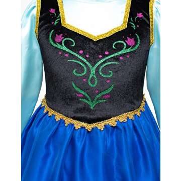 Party Chili Princess Costumes Birthday Party Dress Up for Little Girls/Long Sleeve with Cape,Wig,Crown,Gloves 2T 3T (100)