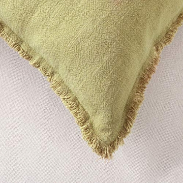 ATLINIA Fringed Cushion Cover - Olive Soft Linen 20x20