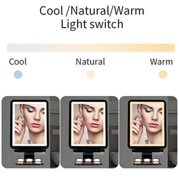 Shower Mirror Fogless for Shaving with Razor Holder and 3 Color LED Light, Large Shower Shaving Mirr...