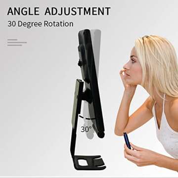 Shower Mirror Fogless for Shaving with Razor Holder and 3 Color LED Light, Large Shower Shaving Mirror with Squeegee & Swivel Rotation, Wall Mounted Waterproof - for Men and Women Black