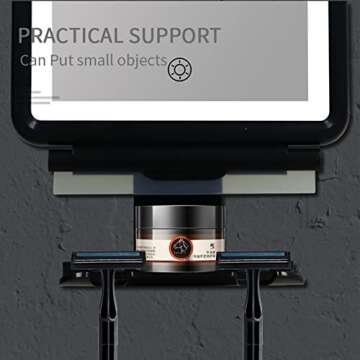 Shower Mirror Fogless for Shaving with Razor Holder and 3 Color LED Light, Large Shower Shaving Mirror with Squeegee & Swivel Rotation, Wall Mounted Waterproof - for Men and Women Black