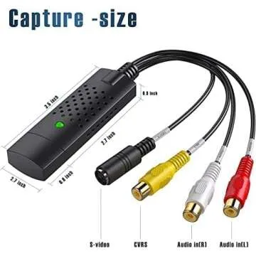 Capture Card, USB Video Capture Card Device, Audio Video Converter Grabber for RCA to USB-Convert VHS Mini DV VCR Hi8 DVD to Digital, for PC TV Tape Player Camcorder, MAC Windows Vista Compatible