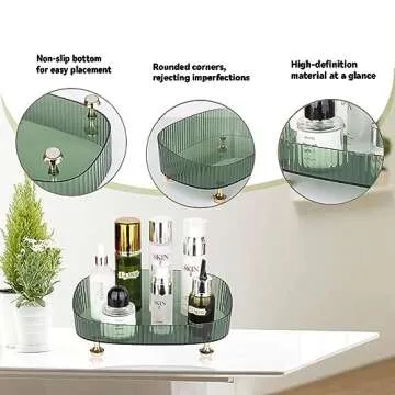 Anyoifax Makeup Organizer for Vanity, Skincare Organizers and Storage Bathroom Organizer Countertop and Dresser Perfume Organizer Tray for Cosmetics, Lotion, Lipsticks, Green