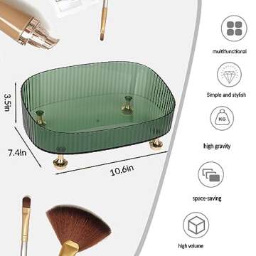 Anyoifax Makeup Organizer for Vanity, Skincare Organizers and Storage Bathroom Organizer Countertop and Dresser Perfume Organizer Tray for Cosmetics, Lotion, Lipsticks, Green