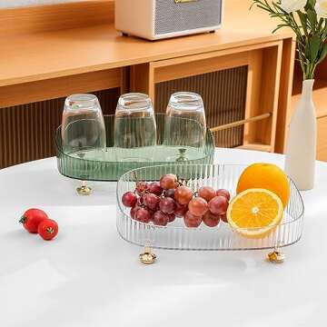 Anyoifax Makeup Organizer for Vanity, Skincare Organizers and Storage Bathroom Organizer Countertop and Dresser Perfume Organizer Tray for Cosmetics, Lotion, Lipsticks, Green