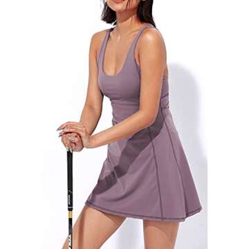 MEIVSO Women's Tennis Dress with Built-in Bra & Shorts