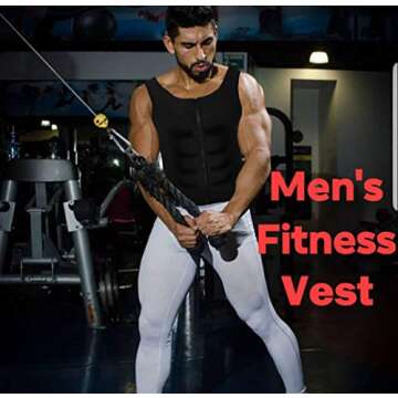 HOMETA Sweat Vest for Men Waist Trainer Sauna Vest Body Shaper Polymer Zipper Weight Loss Sauna Tank Top Workout Shirt