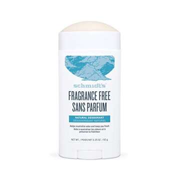 Schmidt's Aluminum Free Natural Deodorant for Women and Men, Fragrance Free 24 Hour Odor Protection, Certified Cruelty Free, Vegan Deodorant, 3.25 oz