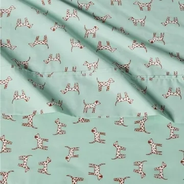 Organic Cotton Kids' Sheet Set with Spotted Dogs Print