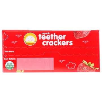 HAPPY BABY Organic Strawberry & Beet Teether Crackers 12 Count, 1.7 OZ