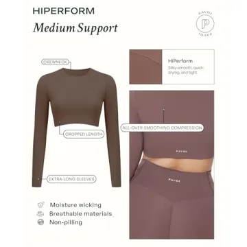 PAVOI ACTIVE Women's Long Sleeve Crop Top for Gym