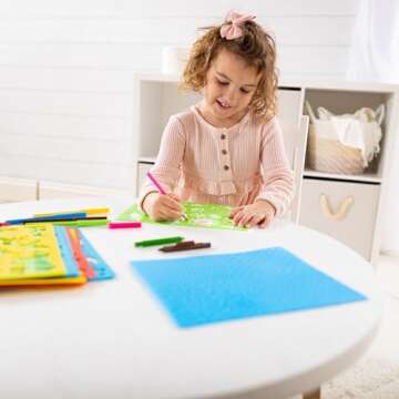 Melissa & Doug Created by Me! Stencil Art Coloring Activity Kit in Storage Pouch - 170+ Designs, 6 Markers, 2 Crayons, Paper - FSC-Certified Materials