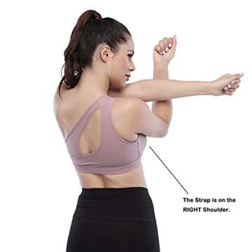 MATHACINO One Shoulder Sports Bra for Women Sexy Cute Workout Yoga Bra Medium Support