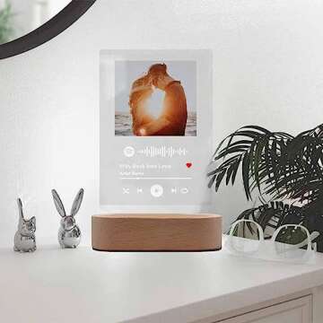 FunStudio Personalized Acrylic Song with Photo Custom Acrylic Album Cover Gifts for Girlfriend Boyfriend, White