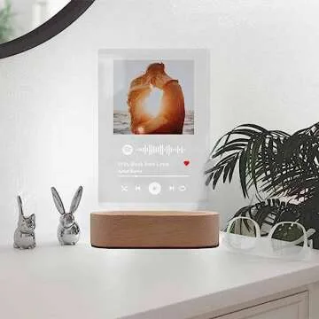 FunStudio Personalized Acrylic Song with Photo Custom Acrylic Album Cover Gifts for Girlfriend Boyfriend, White