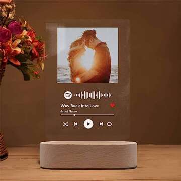 FunStudio Personalized Acrylic Song with Photo Custom Acrylic Album Cover Gifts for Girlfriend Boyfriend, White