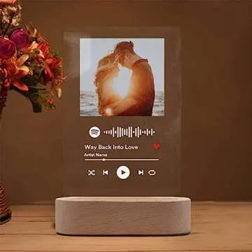 FunStudio Personalized Acrylic Song with Photo Custom Acrylic Album Cover Gifts for Girlfriend Boyfriend, White