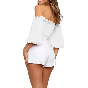 Stylish R.Vivimos Summer Off-The-Shoulder Crop Top for Women