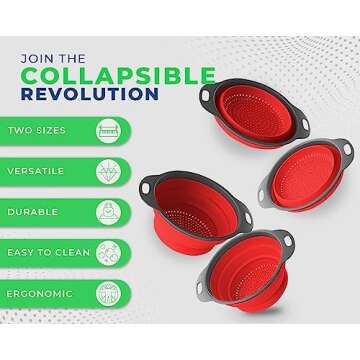 Ultimate Kitchen Strainers Set - Collapsible Colanders by Comfify