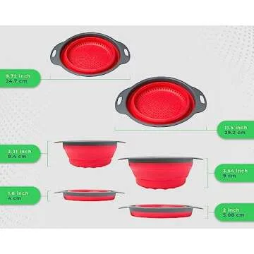 Collapsible Silicone Colanders Set - Ultimate Kitchen Strainers