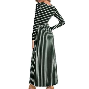 Levaca Women's Long Sleeve Maxi Dress with Pockets - Green