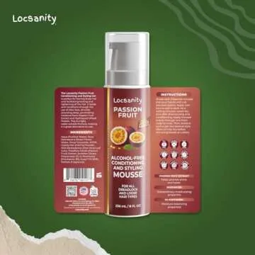 Locsanity Passion Fruit Alcohol-Free Conditioning and Styling Mousse, Rolling, Twisting, Locking Mousse- Dreadlocks, Locs, Sisterlocks, Loose Natural Hair, Braidlocs