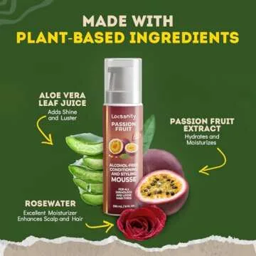 Locsanity Passion Fruit Alcohol-Free Conditioning and Styling Mousse, Rolling, Twisting, Locking Mousse- Dreadlocks, Locs, Sisterlocks, Loose Natural Hair, Braidlocs