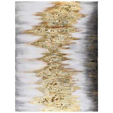 Empire Art Direct Abstract Wall Art Textured Hand Painted Canvas by Martin Edwards, Unframed, 40" x 30", Gold Frequency