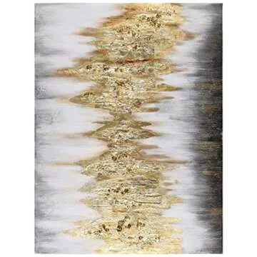 Empire Art Direct Abstract Wall Art Textured Hand Painted Canvas by Martin Edwards, Unframed, 40" x 30", Gold Frequency