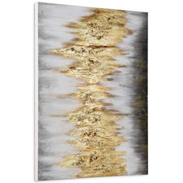 Empire Art Direct Abstract Wall Art Textured Hand Painted Canvas by Martin Edwards, Unframed, 40" x 30", Gold Frequency