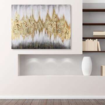 Empire Art Direct Abstract Wall Art Textured Hand Painted Canvas by Martin Edwards, Unframed, 40" x 30", Gold Frequency