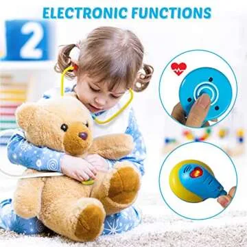 iBaseToy Doctor Kit for Kids, 27Pcs Pretend Medical Doctor Medical Playset with Electronic Stethoscope, Medical Kits Gift, Educational Doctor Toys for Toddler Boys Girls (Blue)