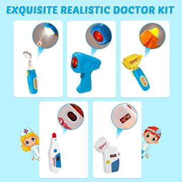 iBaseToy Doctor Kit for Kids, 27Pcs Pretend Medical Doctor Medical Playset with Electronic Stethoscope, Medical Kits Gift, Educational Doctor Toys for Toddler Boys Girls (Blue)