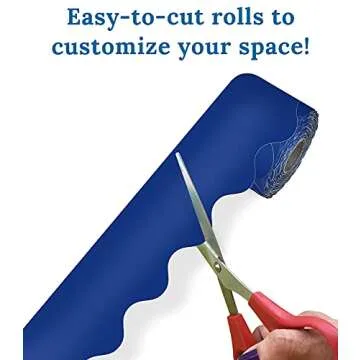 Carson Dellosa 65ft Navy Blue Bulletin Board Borders, Roll of Scalloped Border Trim for Bulletin Board, White Board, Cork Board, Poster Board, Bulletin Board Decorations, Office Décor, Classroom Décor