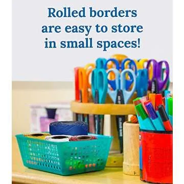 Carson Dellosa 65ft Navy Blue Bulletin Board Borders, Roll of Scalloped Border Trim for Bulletin Board, White Board, Cork Board, Poster Board, Bulletin Board Decorations, Office Décor, Classroom Décor