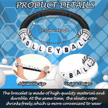 Trnayi 24 Pcs Volleyball Bracelets Volleyball Party Favors Charm Volleyball Bracelet Stackable Clay ...