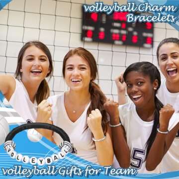 Trnayi 24 Pcs Volleyball Bracelets Volleyball Party Favors Charm Volleyball Bracelet Stackable Clay Beaded Bracelets for Volleyball Senior Night Gifts Teens Team Volleyball Party Decor(Black)