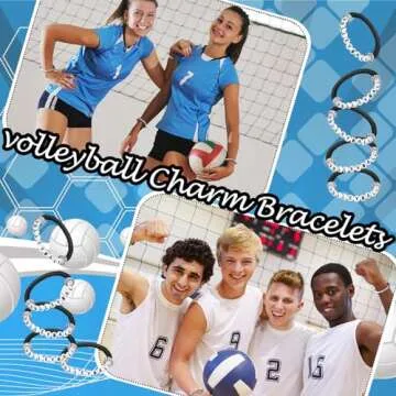Trnayi 24 Pcs Volleyball Bracelets Volleyball Party Favors Charm Volleyball Bracelet Stackable Clay Beaded Bracelets for Volleyball Senior Night Gifts Teens Team Volleyball Party Decor(Black)