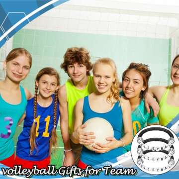 Trnayi 24 Pcs Volleyball Bracelets Volleyball Party Favors Charm Volleyball Bracelet Stackable Clay Beaded Bracelets for Volleyball Senior Night Gifts Teens Team Volleyball Party Decor(Black)