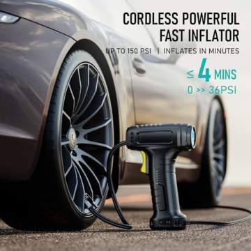 Tire Inflator with LED Flashlight and Digital Gauge