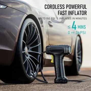 Tire Inflator with LED Flashlight and Digital Gauge