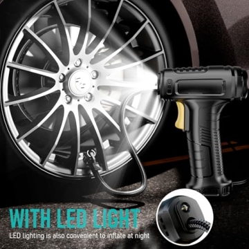 Tire Inflator with LED Flashlight and Digital Gauge
